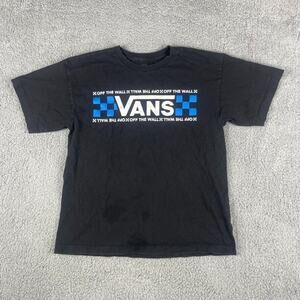 Vans Boys XL Black White Logo 100% Cotton Short Sleeve Graphic T-Shirt